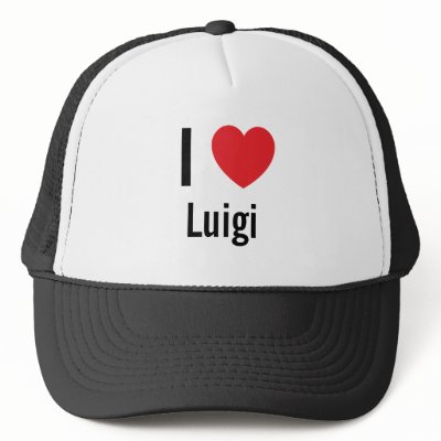 I love Luigi Trucker Hat by funnycustomtshirts