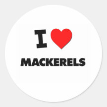 I Love Mackerels Round Stickers