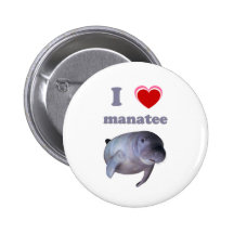 I Love Manatee Button