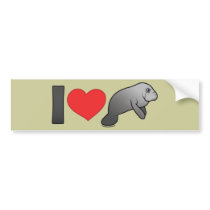 I Love Manatees Bumper Sticker