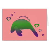 I love Manatees Green Purple - Customized cards