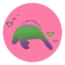 I love Manatees Green Purple stickers