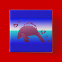 I love Manatees Ocean Pin buttons