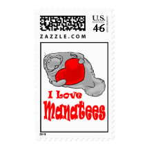 I Love Manatees Postage Stamp