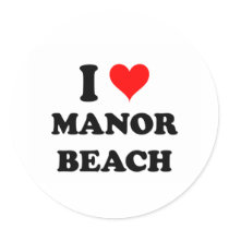 I Love Manor Beach California Round Stickers