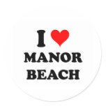 I Love Manor Beach California Round Stickers