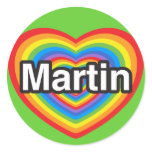 I love Martin. I love you Martin. Heart Round Stickers
