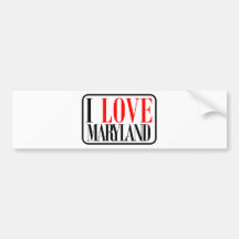 I Love Maryland Design Bumper Stickers