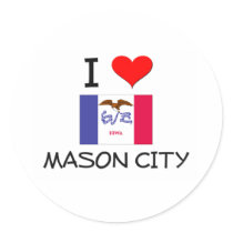I Love MASON CITY Iowa Round Sticker