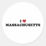 I Love Massachusetts Round Sticker