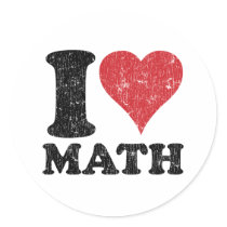 I Love Math Round Sticker