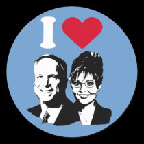 I Love McCain and Palin Sticker stickers