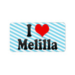 I Love Melilla, Spain. Me Encanta Melilla, Spain Personalized Address Label