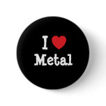 I love Metal heart custom personalized buttons
