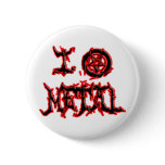 I Love Metal - Pentagram Design (red and black) Buttons