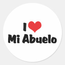 I Love Mi Abuelo Round Stickers