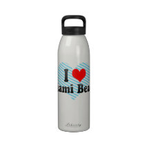 I Love Miami Beach, United States Water Bottle