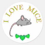 I Love Mice Round Stickers