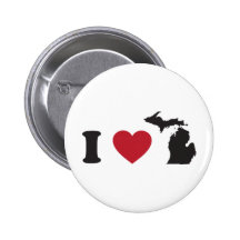 I Love Michigan Buttons