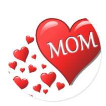 I Love Mom Round Stickers