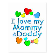 I Love Mommy & Daddy Postcard