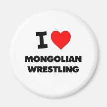 I Love Mongolian Wrestling Fridge Magnets
