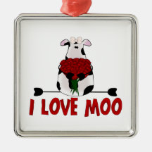 I Love Moo Ornaments