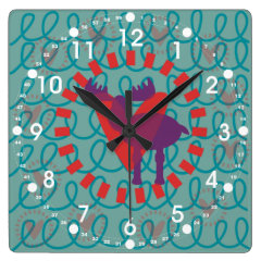 I love Moose Heart Doodle Nature Lover Design Square Wall Clocks