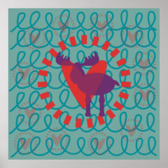 I love Moose Heart Doodle Nature Lover Design Print