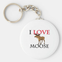 I Love Moose Key Chain