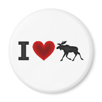 I Love Moose Refrigerator Magnet