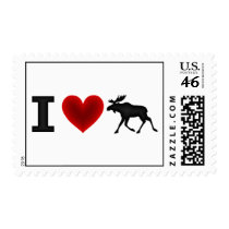 I Love Moose Postage Stamps