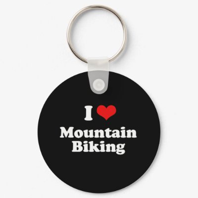 I Love Mountain Biking Tshirt Keychain