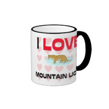 I Love Mountain Lions Coffee Mugs