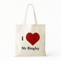 I Love Mr Bingley Tote Bags