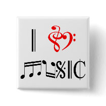 I Love Music Buttons