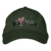 I Love Music Embroidered Baseball Caps