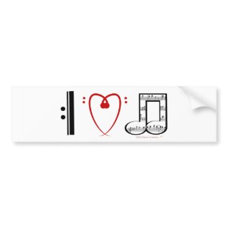 I Love Music (I Heart Notes) Bumper Sticker