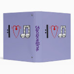I Love Music (I Heart Notes) Custom Name Template 3 Ring Binders