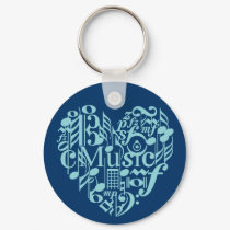 I Love Music Keychain