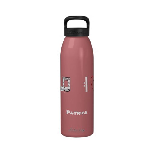 I Love Music Musical Symbols Personalized Water Water Bottles