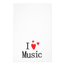 I Love Music Personalized Stationery