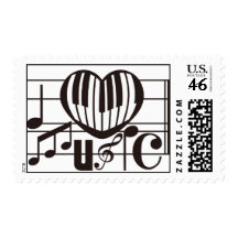 I LOVE MUSIC POSTAGE STAMP