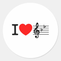 I Love Music Round Sticker