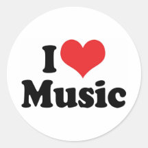 I Love Music Round Sticker