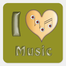 I love Music Square Sticker