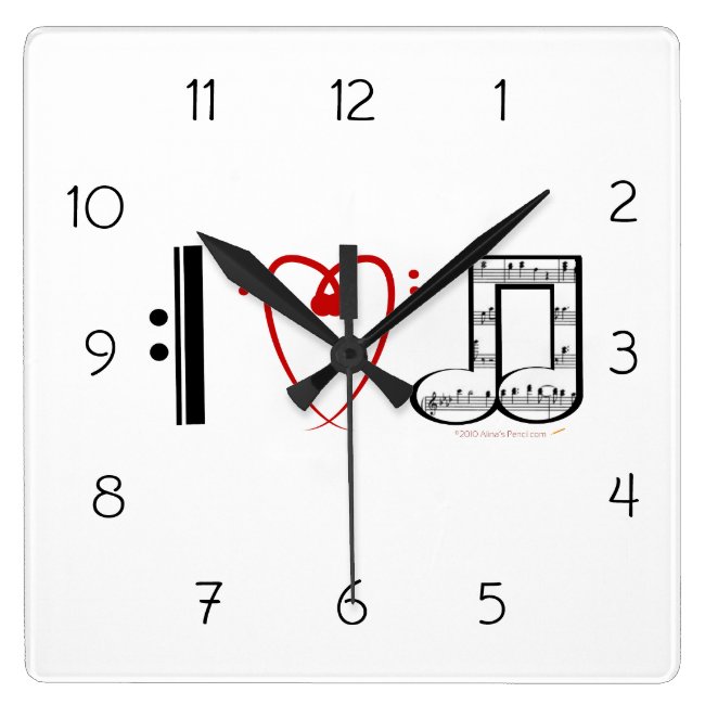 I Love Music Wall Clock Gift for Music Lovers