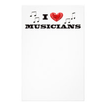 I LOVE MUSICIANS CUSTOMIZED STATIONERY
