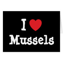 I love Mussels heart T-Shirt Greeting Cards