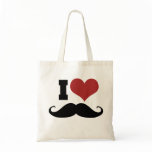 I Love Mustache Tote Bags